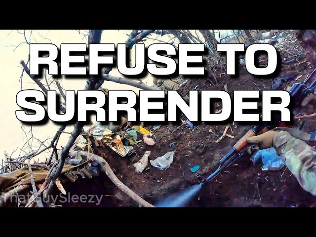 Russians trapped in trench - Refuse surrender and forced out with grenades