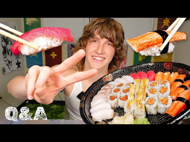 40pc sushi mukbang + Q&A 🍣