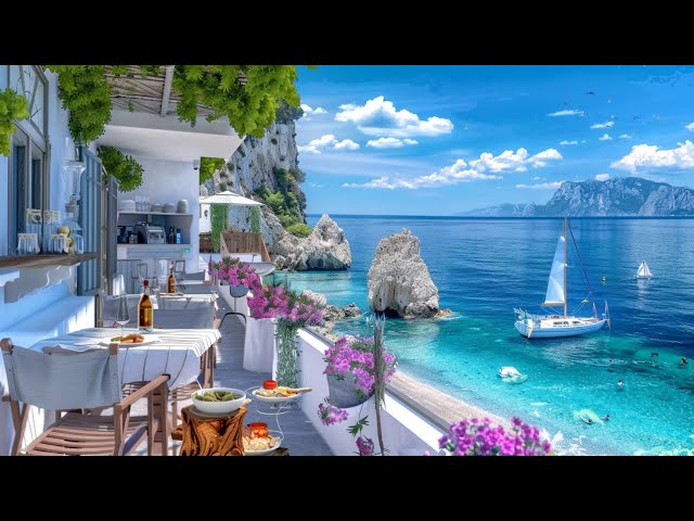 Italian Seaside Restaurant: Serene Bossa Nova Music & Wave Sounds for Positive Energy