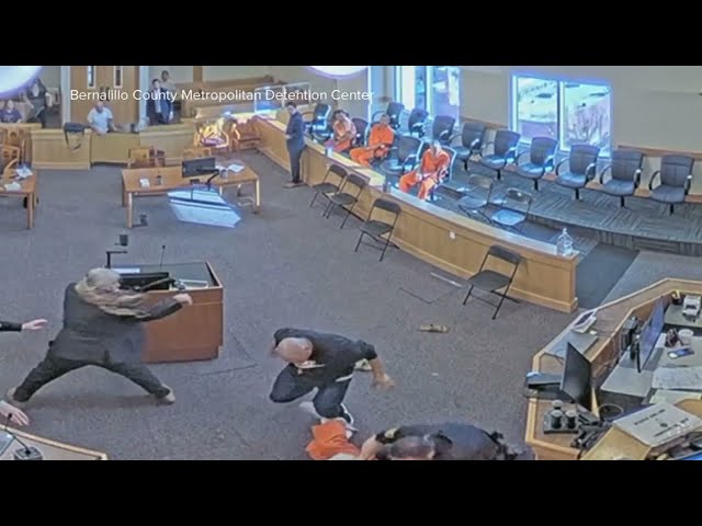 Brawl breaks out at court hearing for murder suspect in New Mexico, video shows