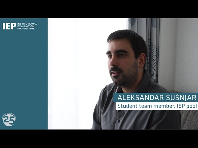 Student involvement in the IEP evaluations - Aleksandar Šušnjar, student member, IEP pool