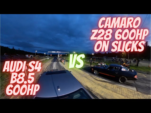 Drag Race Camaro Z28 600hp VS Audi S4 B8.5 600hp (360 camera)