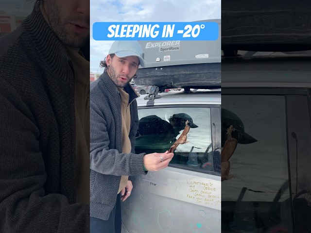 We slept in -20° weather in our Volkswagen Golf #roadtripusa #travel #winter