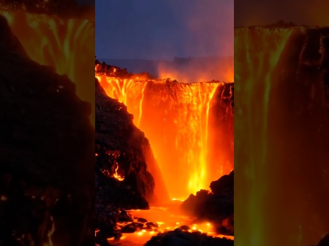 Large Lava Falls and Lava Flow #ai #aiart #lava #lavaflow #volcanicactivity #volcaniceruption #view