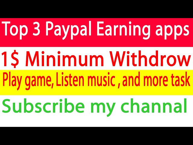 1$ minimum withdrow ,New paypal earning apps ,listen music , play game complete task ,best part time