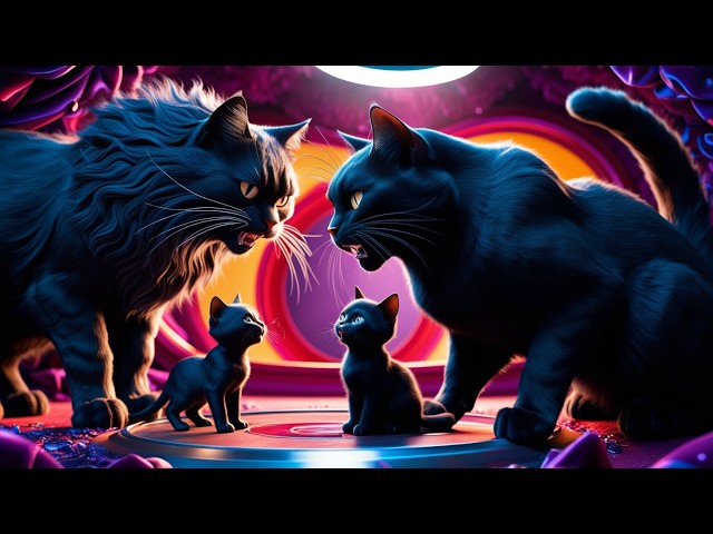 When a black kitten was kidnapped by a black cat + after the kitten's fatherfound out. #cartoon #cat