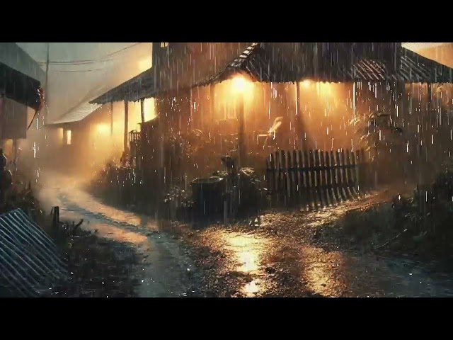 Rain Sounds for Sleep - Rainstorm and Thunder Sounds in a beautiful country house at Night