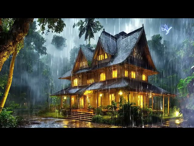 Hearing Heavy Rain & thunder Sounds in a Quiet House while it's Raining, Help You Sleep Soundly,ASMR