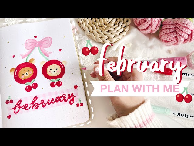 🍒 plan with me // february 2025 bullet journal setup