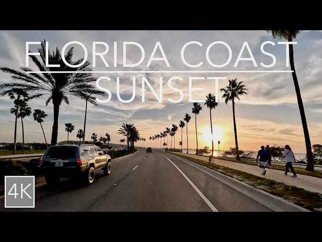 Florida Gulf Coast Sunset Scenic Drive 4K - Driving Sarasota to Anna Maria Island