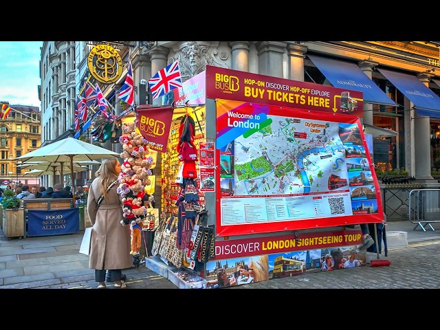 London Autumn Walk 🍁 London Eye to Piccadilly Circus via St James’s Park | 4K HDR