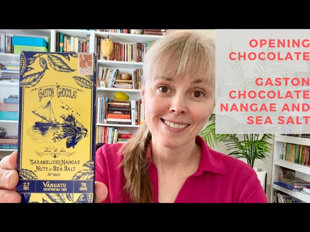 Opening Gaston Chocolat Carmelized Nangae Nuts n' Sea Salt 70% Dark Chocolate Bar