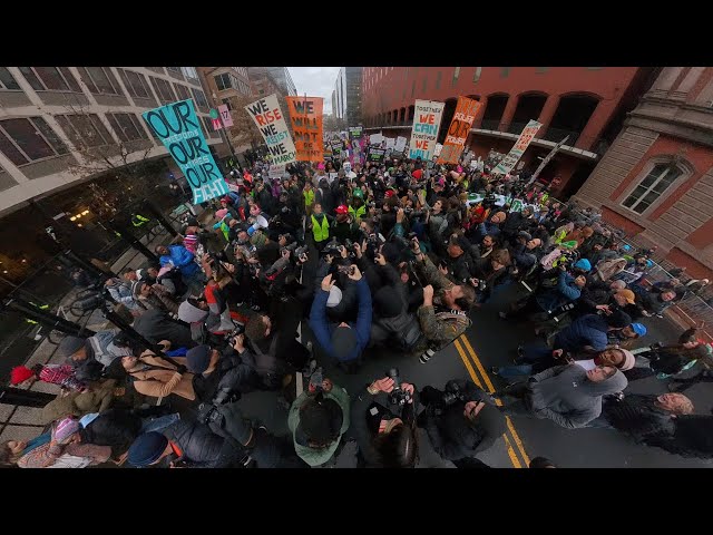 360° POV: MAGA Disruptor Confronts The People’s March in DC – Escorted Out!