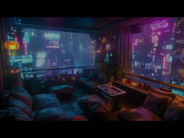 🤖 Cyberpunk Loft Ambience: Rainy Atmosphere with Ambient Melodies to Lull You into Peaceful Sleep 😴