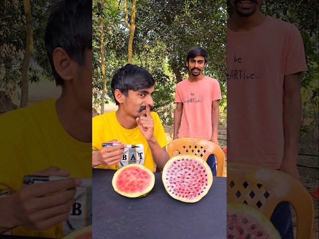 Watermelon prank with one of the twin brothers 😂🍉🤣 #Shorts Surprise Challenge