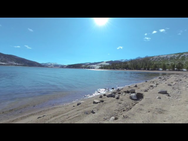 Nature Escape Lake Dillion Shore Beach Rocky Mountains VR180 VR 180 Virtual Reality Travel Sun Snow