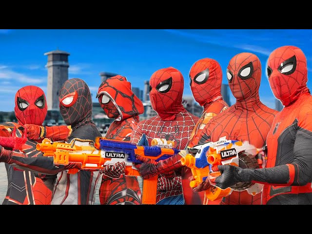 What If 7 SPIDER-MAN Live In 1 House..? || Hey Everyone, Nerf Gun Game Battle !! - TeamSpider TV