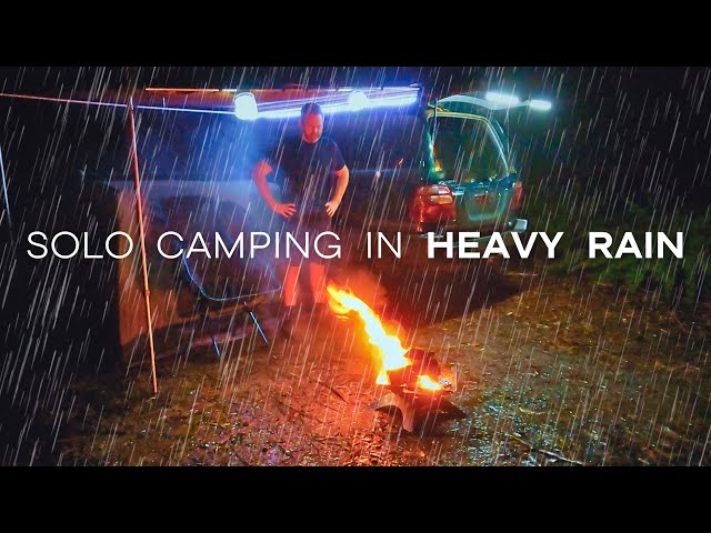 SOLO CAMPING in RAIN STORM ASMR [ Car Camping Australia ]