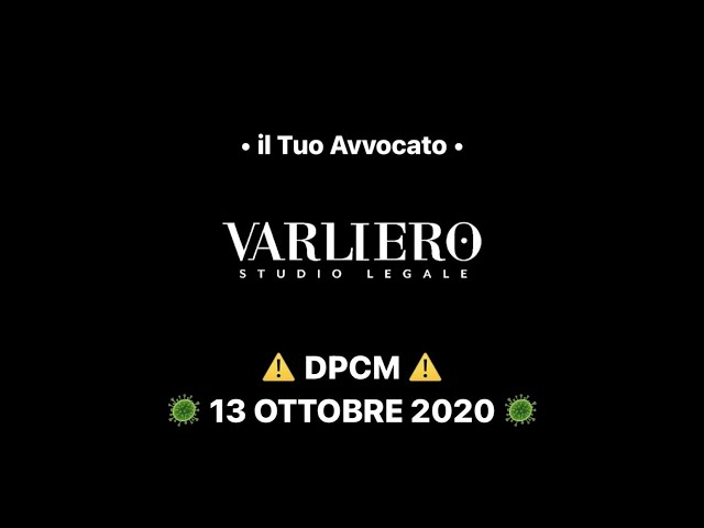 ⚠️ DPCM • 13 OTTOBRE 2020 ⚠️