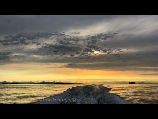 CA019 Salish Sea Boat Wake Sunset, BC, CA. preview