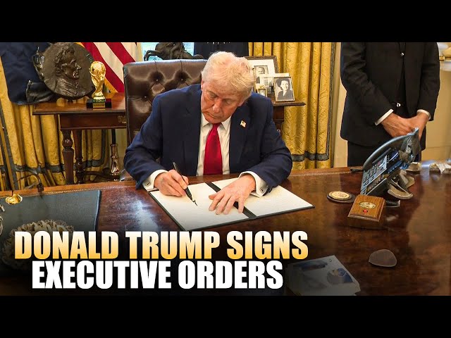 US President Donald Trump signs executive orders, interacts with media | White House | Washington DC