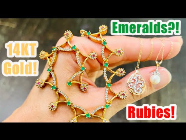 Emeralds?! 14KT Gold, Diamonds, Pearl, RUBIES! Incredible Goodwill Bluebox Mystery Jewelry UNBOXING!