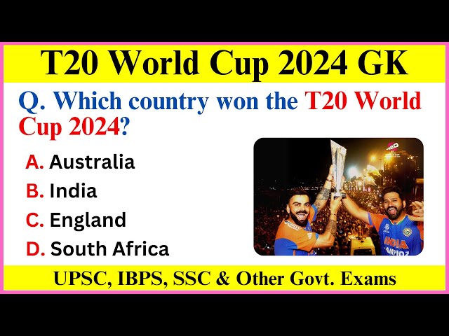 T20 World Cup 2024 | T20 World Cup 2024 Current Affairs | Sports Current Affairs 2024