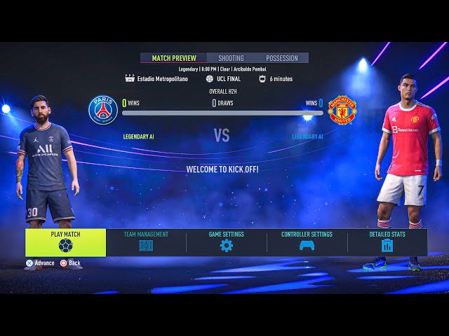 FIFA 22 PS5 - PSG Vs Man United Ft. Messi, Ronaldo, | UEFA Champions League Final - 4K Gameplay