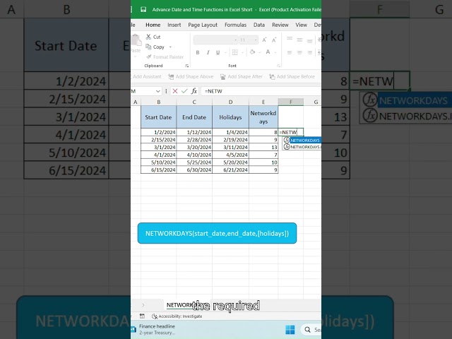 Discover the NETWORKDAYS Function in Excel! 🗓️  #excelshorts #exceltutorial #excel