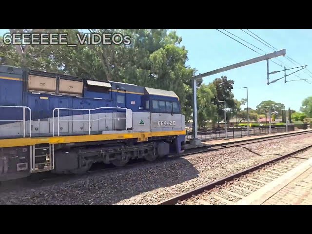 Freight Train Leaded by CF4428 Passing Parafield Gardens Train Station With 4018 too