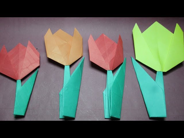 paper flower-How to make beautiful paper tulip flowers?origami flower instructions/DIY paper craft