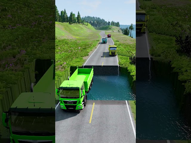 Dump trucks vs water pit #28 #beamngdrive #mcqueenbeamng #cartransport