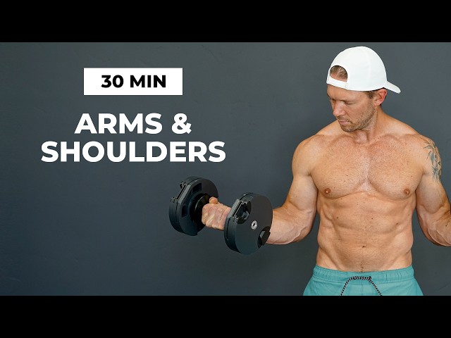 30 Min ARMS AND SHOULDERS Workout with DUMBBELLS at Home