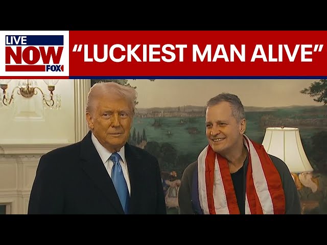 President Trump greets American Marc Fogel after his release from Russia  | LiveNOW from FOX