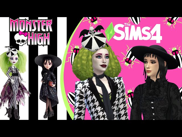 Making Monster High Skullector Beetlejuice and Lydia in the Sims 4