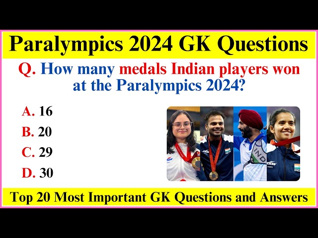 Paris Paralympics 2024 Current Affairs | Paralympics 2024 MCQ | Paralympics 2024 GK in English