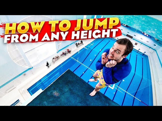 How to dive into a swimming pool from ANY height | water jump feet first from diving board tutorial