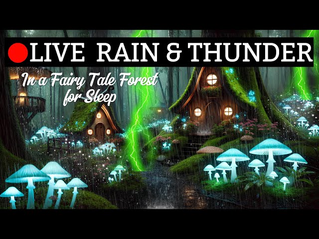 🔴 Nature's Gentle Rain & Thunder Sounds in a Fantasy Enchanted Forest | Rain Sounds for Sleeping