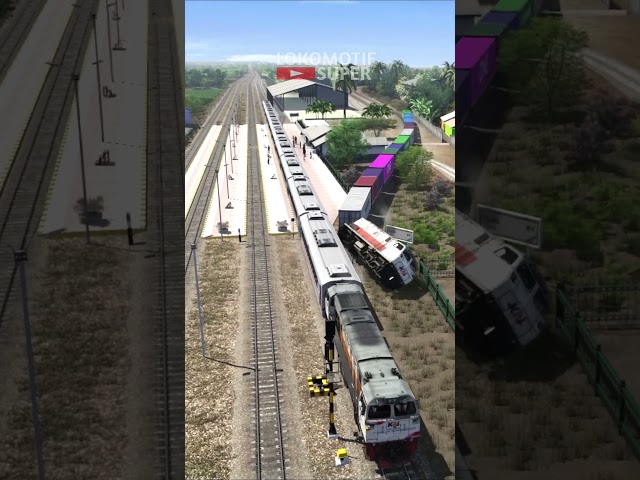 Kereta Api Panjang Kecelakaan Di Stasiun #keretaapi #train #trainzsimulator #railway #automobile