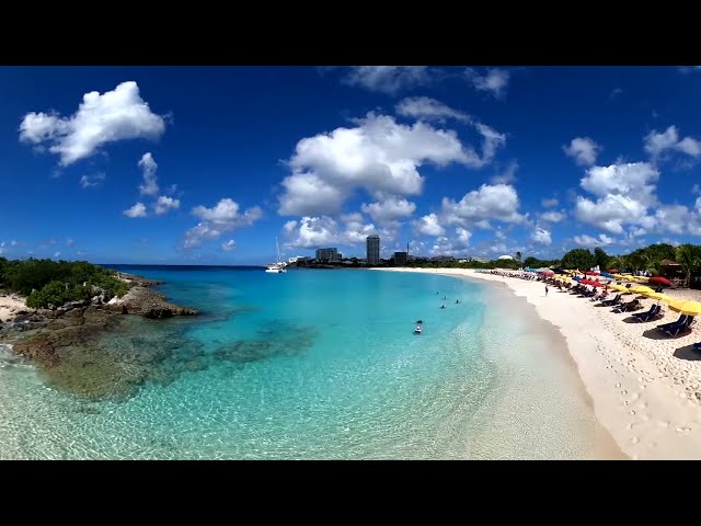 St Maarten, Mullet Bay, Bluest Water in the World : Beach Walk to the Most beautiful Tropical island