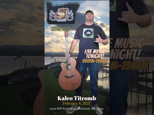 Kaleo Titcomb jammin' at 808 Grinds tonight, February 8, 2025, from 530pm-730pm. 🤙🏽