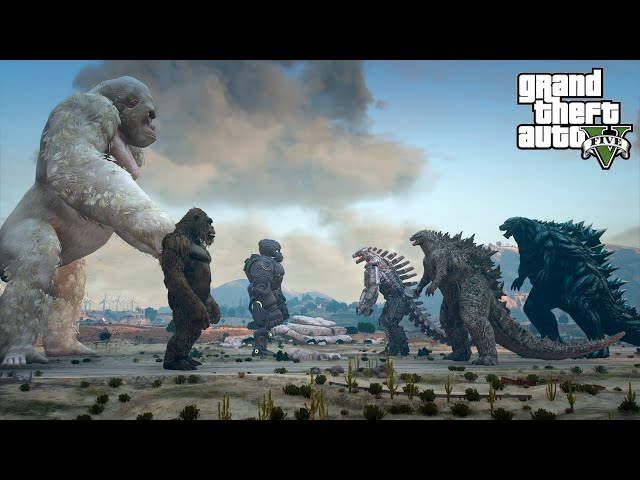 Godzilla Team vs Kong Team Epic Battle - GTA V Mods