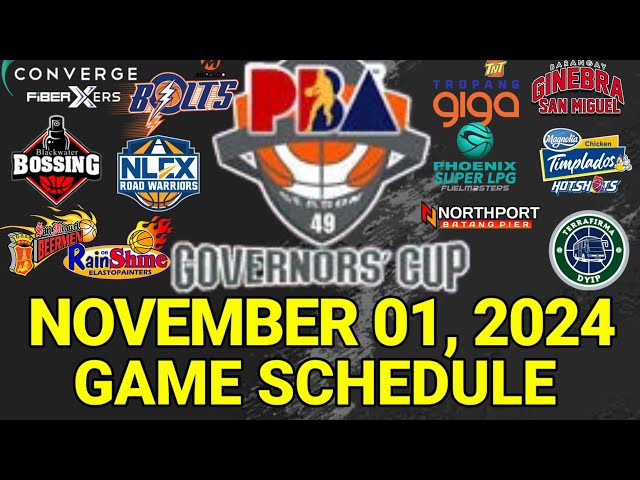 PBA Game Schedule Today | November 1, 2024 | PBA Governors' Cup Schedule Update