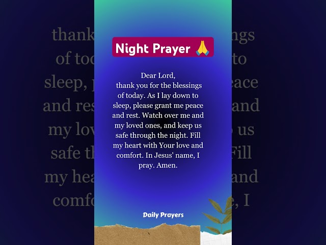 Here's a night prayer you can say before sleep 🙏/dailyprayers//#youtubeshorts #love #jesus#praylife