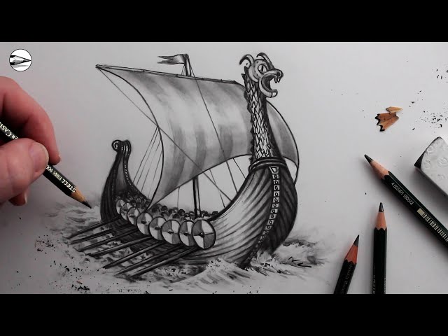 How to Draw a Realistic Viking Longship: Narrated Pencil Drawing Tutorial