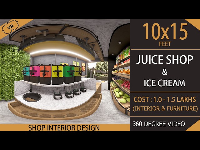 10x15 Juice Shop interior design ideas | Small Ice Cream Shop Interior Design Ideas | 360 Juice Bar