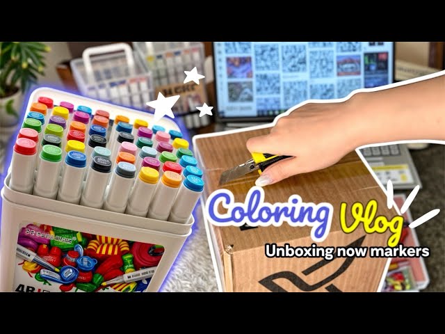 Unboxing New Alcohol Coloring Markers ft. Xiaoyi with me | Color with me ASMR 📦📚📌