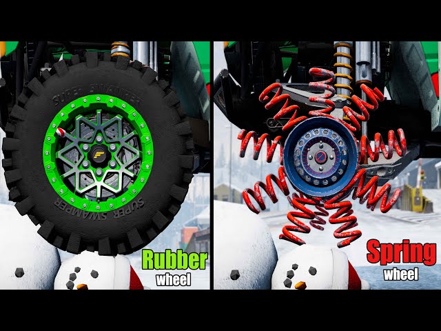 Spring Wheel vs Rubber Wheel #3 - Beamng drive