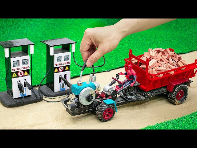 DIY tractor Farm Diorama with house for cow, pig, fish pond || Village Farm