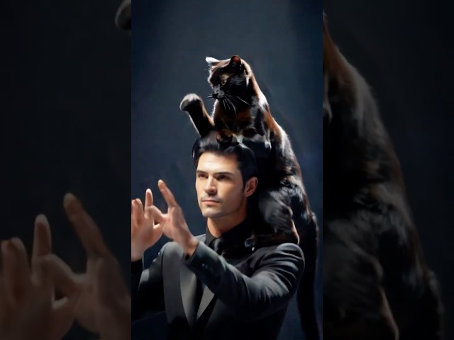 Magician With Cat Shocks Judges On America's Got Talent #funny #ai #shortsfeed #agt #shortsviral